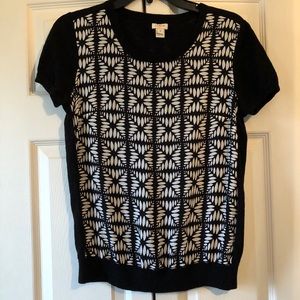 J Crew Womens Sheer Front Short Sleeve Sweater S